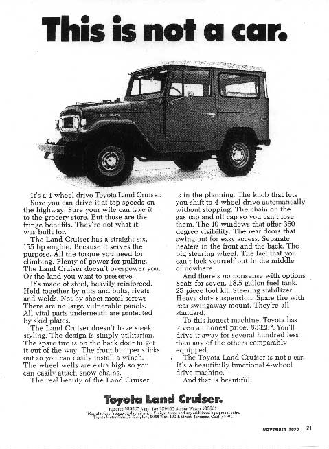 November 1970 Outdoor Life Magazine Land Cruiser Ad